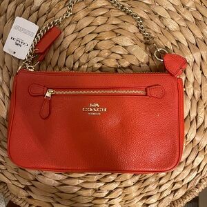Coach Red Leather Shoulder Bag/Wristlet